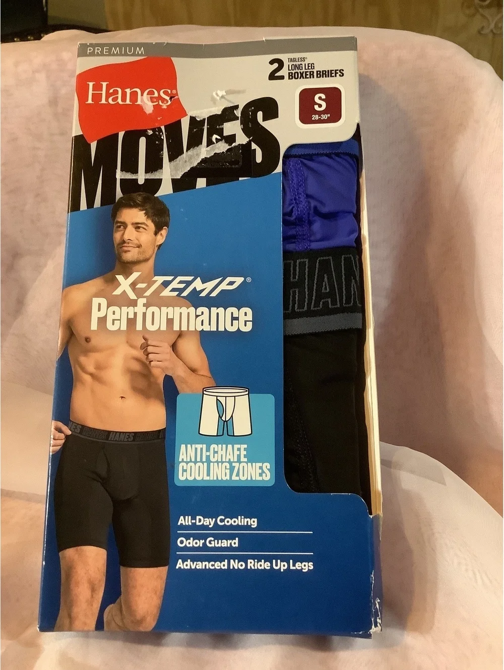Hanes Moves X-Temp Performance Men's Boxer Briefs, 2 Pack, Size Small